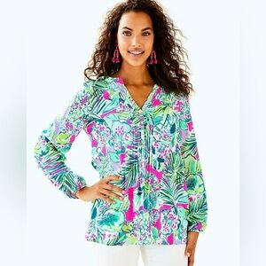 Tropical LILLY PULITZER HARBOUR ISLAND TUNIC Top EARLY BLOOMER - Sz XL